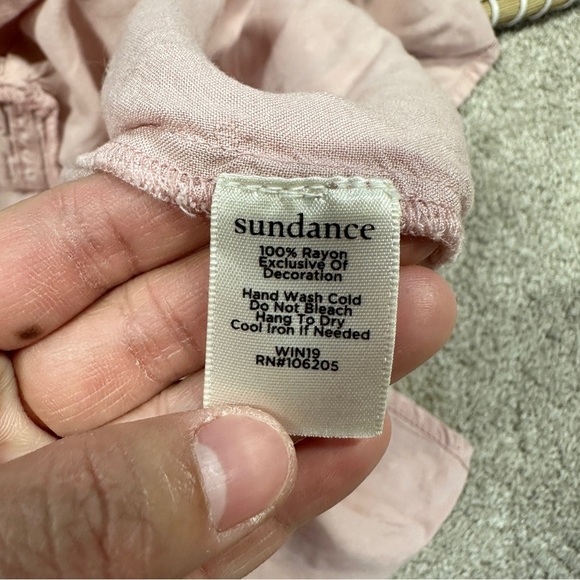 Sundance Spirit Lake Top Blouse Pintucks Ruffle Sleeve Boho Coquette in Pink L - Picture 14 of 16